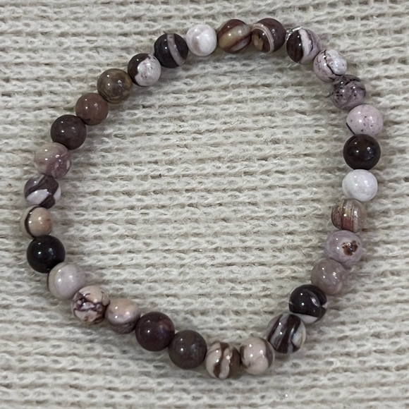 Handmade Jewelry - Handmade Boho Natural Australian Zebra Stone Beaded Bracelet, Size 7”